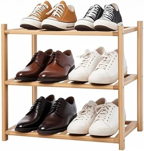 Akloya Small Bamboo Shoe Rack, 3 Tier Shoe Organizers Rack - Picture 1 of 7
