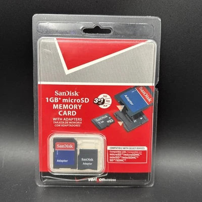 New Sandisk 1 GB Memory Card With Adapters 3 in 1 Verizon Wireless - Image 1 of 2