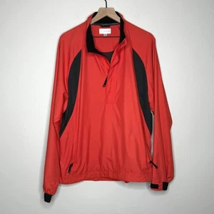 Cutter & Buck Mens Jacket Large Orange Black Pullover 1/4 Zip Windbreaker Active - Picture 1 of 12