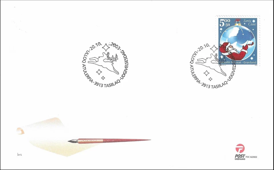 Christmas Time Write a Wish List to Santa Claus Greenland Denmark FDC 2003 - Image 1 of 1