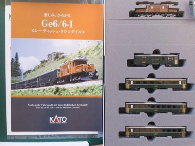 Kato 10-1987 Ge 6/6-I "Rhaetian Crocodile" with Green Passenger Cars 5-Car (N) - Image 1 of 4