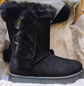 Sonoma Goods for Life Abigail Black Faux Fur Winter Boots Size 9 New in Box - Picture 1 of 4