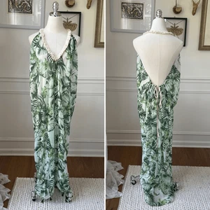 Subtle Luxury Pool To Party Green Frond Pool Swim Coverup Sundress $100 OSFM - Picture 1 of 7