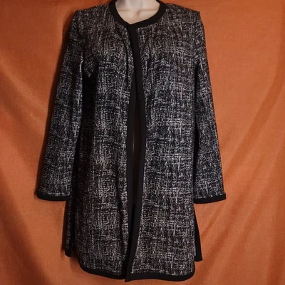 Cárdigan para mujer Rafaella frente abierto aberturas laterales negro blanco talla pequeña Foto 1 de 4