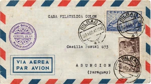 Spagna 1947 copertina posta aerea da Bilbao al Paraguay de la Cierva autogiro (1920) - Foto 1 di 2