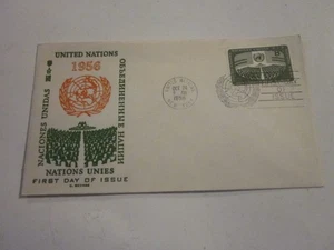 UN COVER UNITED NATION DAY FDC 1956 SCOTT 46 C GEORGE THERMOGRAPH CACHET - Bild 1 von 3