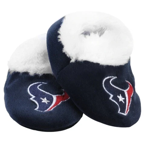 Houston Texans Baby Slippers SIZE LARGE 6/9 MONTHS Infant shoes  Navy Sport Cover