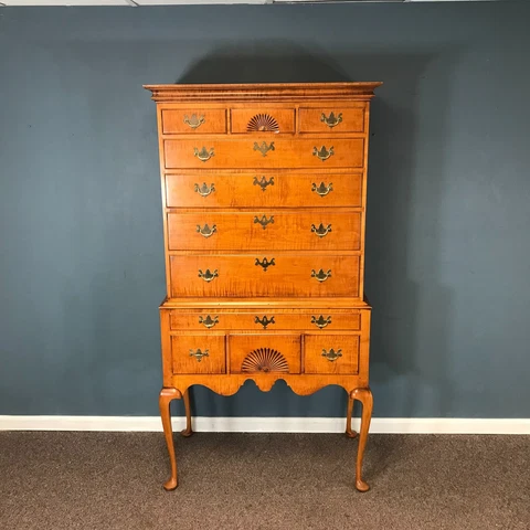 Eldred Wheeler Tiger Maple Highboy Cover