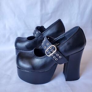 Demonia Black 4.5in Platform Platform Mary Jane Shoes With Rivets Size 7 Charade
