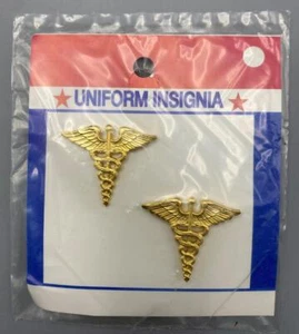 Metal Pair US ARMY Medical Corps Badge Pin Uniform Insignia - Picture 1 of 2