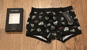 $95 Mens Authentic Dolce & Gabbana Ring Print Regular Boxer Black 3 Sz XS - Picture 1 of 9