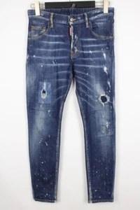 DSQUARED2 SKATER JEAN Wash Denim Distressed Skinny Jeans IT44 / W32  Button Fly - Picture 1 of 17