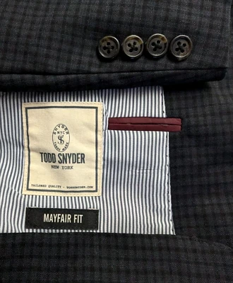 Todd Snyder 36R Gray Check Mayfair 100% Wool Mens Blazer Sport Coat Suit Jacket - Image 1 of 4