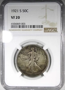1921-S Walking Liberty Half Dollar NGC VF20 Scarce KEY DATE 50C - Picture 1 of 2