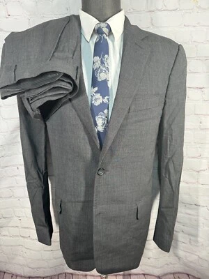 EXPRESS Mens Gray Pinstripe SLIM FIT Flat Front 2pc Suit 42R Jacket 38x31 Pant - Image 1 of 4