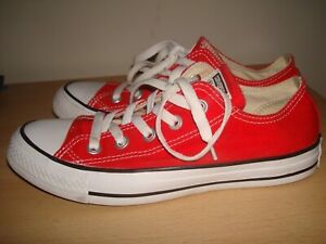 CONVERSE All Star Chuck Taylor LOW TOPS Red UK 4 Fantastic Condition