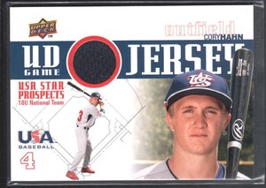 CORY HAHN 2009 UPPER DECK USA #GJU7 UD GAME JERSEY 18U NATIONAL TEAM STAR SP