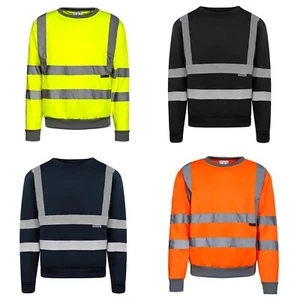 Herren Arbeits Sicherheit Neon Sweatshirt EN ISO 20471 Arbeitssweatshirt S - 3XL - Bild 1 von 8