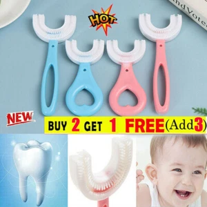 Cepillo de dientes redondeado en forma de U para niños cepillo de dientes 360° cepillado completo - Imagen 1 de 16