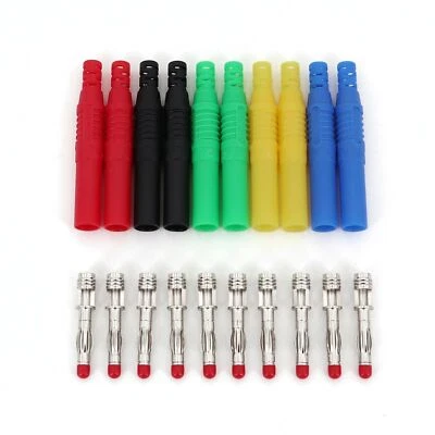 10Pcs 5 Colors Straight Insulated Shrouded Safety 4mm Banana Male Plug Connector - Image 1 of 4