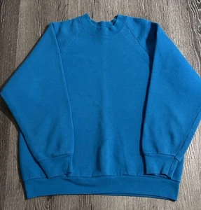 Vintage Fruit Of The Loom Freizeitkleidung Sweatshirt unbedruckt blau Damen L Large aquablau - Bild 1 von 12