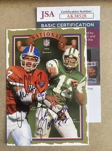 1996 National SCC John Elway Joe Namath AUTOGRAPHED Card #202/300 JSA - Picture 1 of 3