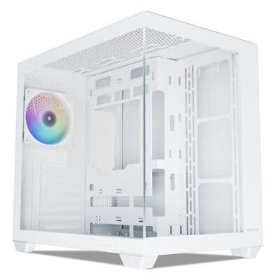 Vetroo AL900 White ATX Mid Tower PC Case Tempered Glass w/ ARGB & PWM FDB Fan x1 - Image 1 of 4