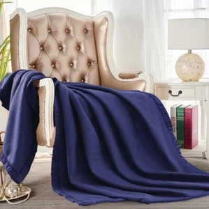 158c - P846 Polar FleeceThrow Blanket 50 x 60 Navy - Picture 1 of 7