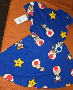 NWT Nintendo Super Mario Toad Side Cut Out Dress Size X Small - Picture 1 of 3