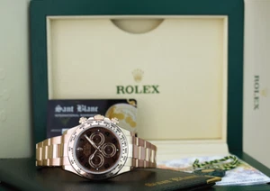 ROLEX 18kt Rose Gold Daytona Chocolate Arabic Dial 116505 SANT BLANC - Picture 1 of 10