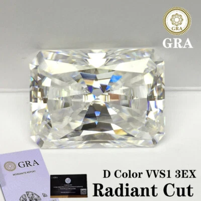 White D Color Loose Moissanite Stone Brilliant Radiant Cut VVS1 With Certificate - Image 1 of 4
