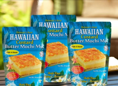 Tres (3) MANTEQUILLA CREMA HAWAIANA MOCHI Hawaii's Best 15 oz mezcla de postre Foto 1 de 4