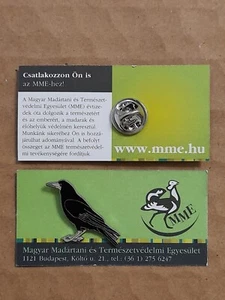 MME BLACK ROOK Charity Pin Badge RSPB Interest BIRD - Picture 1 of 1