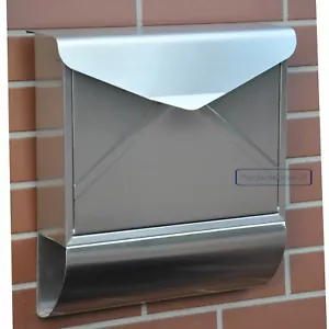 Großer Briefkasten mit verdecktem Schloss Wandbriefkasten Postkasten Edelstahl - Bild 1 von 4
