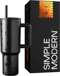 Simple Modern Black Halloween 40 Oz Tumbler, Straw Lid, Leak-Proof, Dancing Skel - Picture 1 of 11
