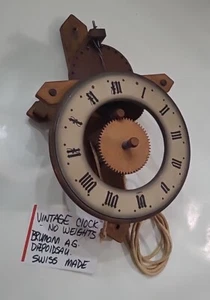 Swiss Wood Clock Vintage Old Baumann A.G. Diepoldsau 40986 Parts Or Repair Only - Picture 1 of 24
