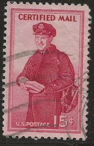 US Scott #FA1, Single 1955 Certified Mail 15c VF Used - Picture 1 of 1
