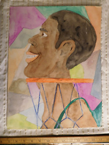 "TOO TALL" Basketball Player Abstract Student Painting by Ernie Dass ~ GOOD JOB!