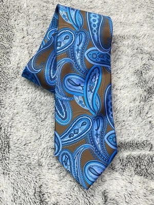 Corbata de seda de lujo para hombre Italo Ferretti Silvi Marina Italia azul geométrico 60x 3,5 Foto 1 de 4