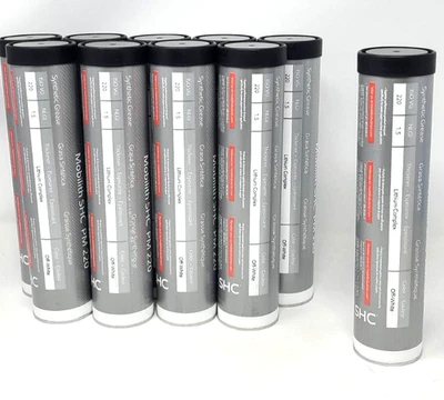 Mobilith SHC PM 220 grease. Part# 122122 off White color  (10) 14oz tubes - Image 1 of 4