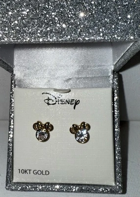 DISNEY MINNIE MOUSE Earrings 10k Yellow Gold NWT - Image 1 of 4