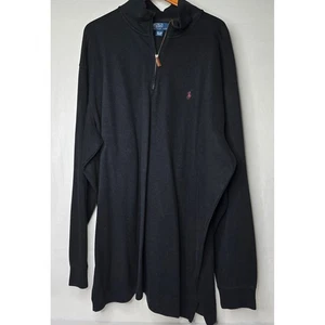 Polo Ralph Lauren Mens 2XLT Tall Black 100% Cotton Quarter Zip Pullover Sweater - Picture 1 of 5