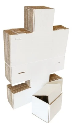 100 6x6x6 Shipping Boxes Folding White Corrugated Mailers Packing Cube Cartons - Image 1 of 4