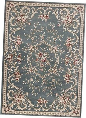  Alfombra clásica con borde floral Traditions - azul pizarra 3' x 5'  Foto 1 de 4