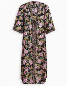 Neu mit Etikett Torrid Kimono 4X schwarz Blumen Gepard Chiffon vorne zum Binden Maxi Schwimmen Überwurf - Bild 1 von 11