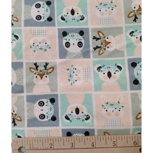 1 yard woodland creatures nursery flannel fabric panda deer koala bunny rabbit - Picture 1 of 3
