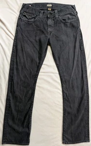 True Religion Jeans Men 32x32 Black Ricky Flap Relaxed Casual Career USA Made - Picture 1 of 21