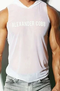 XL ALEXANDER COBB Mesh Tanktop Nyala Lightweight Breathable Mesh Athletic White  - Picture 1 of 3