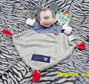 CQ/ DISNEY BABY  DOUDOU SOURIS MICKEY GRIS BLEU RAYE LOSANGE 32CM 100% NEUF - Picture 1 of 4