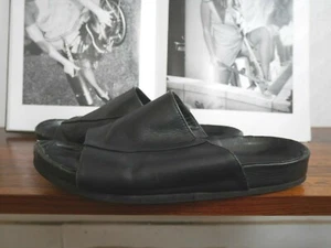 Slipper Sandal 70s House Slippers 42 Leather Black True Vintage 70s Slippers - Picture 1 of 6